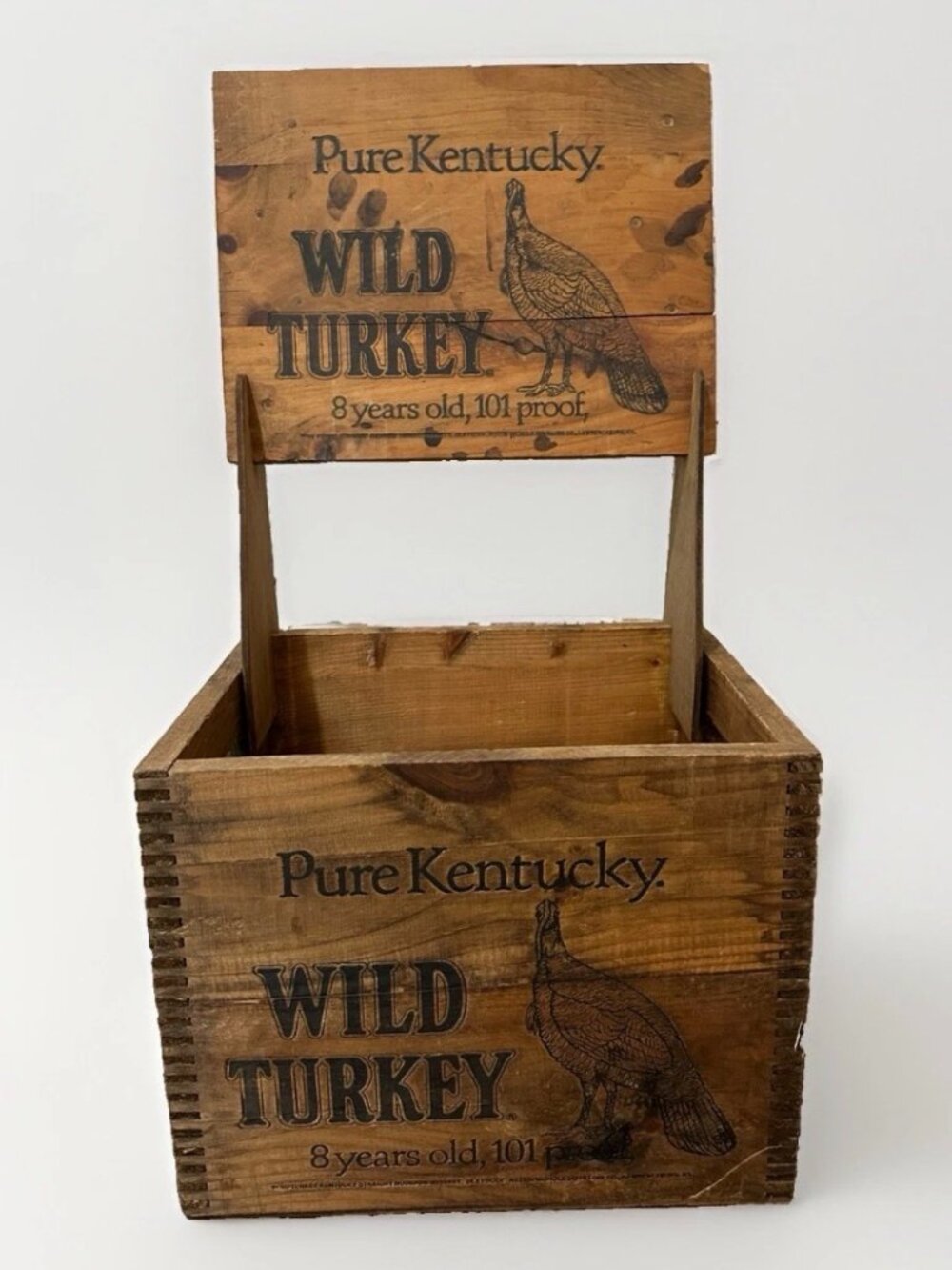 🦃🥃 Vintage Wild Turkey Bourbon Wooden Crate Display Box 8 Year 101 Proof Rare